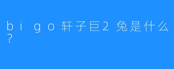 bigo轩子巨2兔是什么？