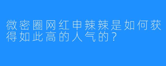 微密圈网红申辣辣是如何获得如此高的人气的？