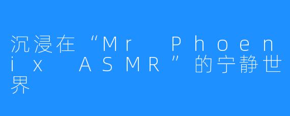 沉浸在“Mr Phoenix ASMR”的宁静世界