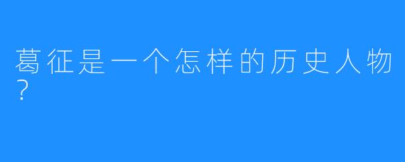 葛征是一个怎样的历史人物？