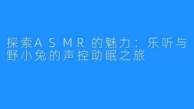 探索ASMR的魅力：乐听与野小兔的声控助眠之旅