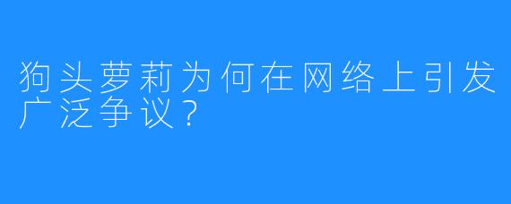 狗头萝莉为何在网络上引发广泛争议？