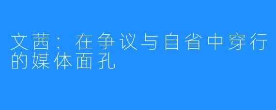文茜：在争议与自省中穿行的媒体面孔