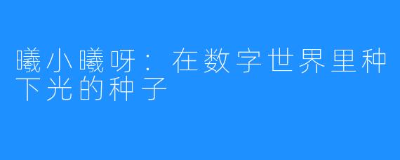 曦小曦呀：在数字世界里种下光的种子
