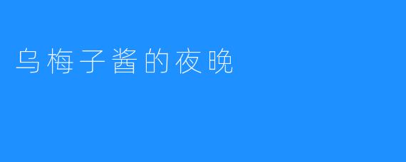 乌梅子酱的夜晚