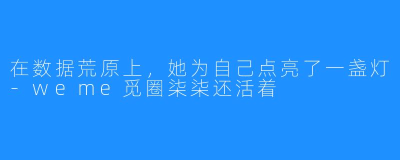 在数据荒原上，她为自己点亮了一盏灯-weme觅圈柒柒还活着