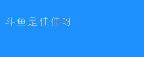 斗鱼是佳佳呀